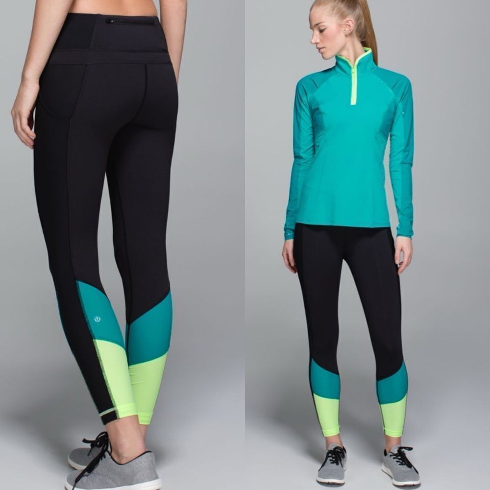 LULULEMON Trail Bound 7/8 Colorblock Tights Leggings Size 6